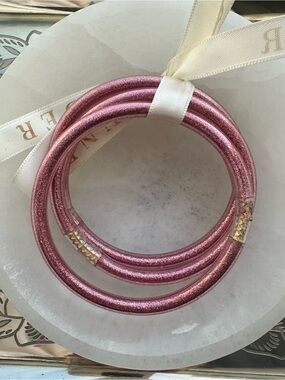 Set of 4 Glittery Pink Jelly Bangles